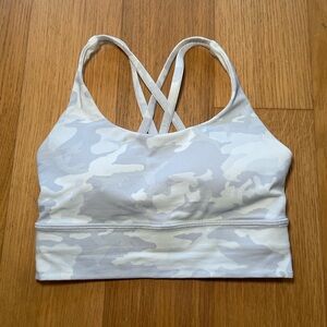 Lululemon Longline Energy Bra White Camo Sz 4